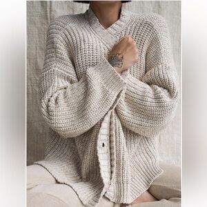 Indigo Luna Cotton Cardigan - Oat - One Size